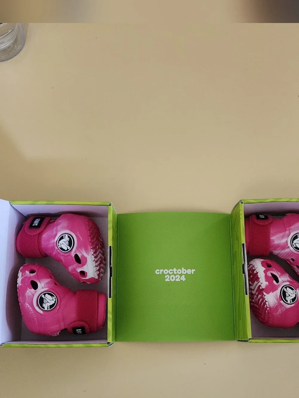 CROCS Pink Tie-Dye Dog Booties with Ankle Straps